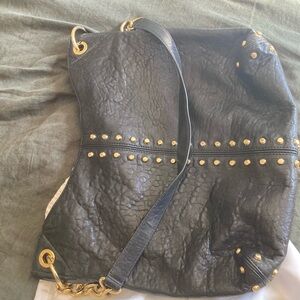 MICHAEL Michael Kors Black Leather Bag with Gold Accents